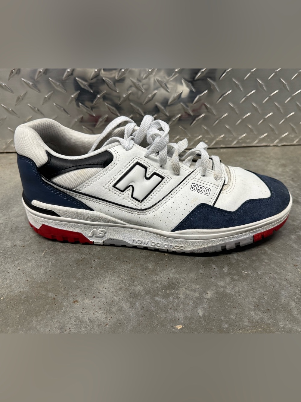 New Balance White Navy Red Accent 550 Low-Top Sneaker (No Original Box)